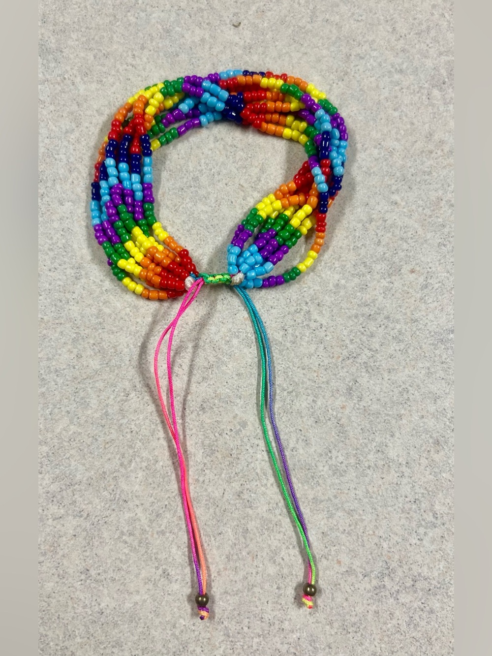 Handmade Multicolor Seed Bead Bracelet - Rainbow